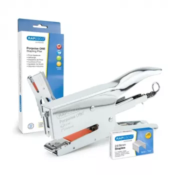 Rapesco Porpoise ONE Stapling Pliers, Chrome, 45 Sheet Capacity, 59 mm Throat Depth 1794
