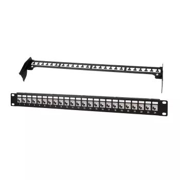 Keystone patch panel LogiLink PrimeLine 24portový stíněný Cat.6A, 19 inch 1U, černý (RAL9005), 24x keystone modul součástí NK5001