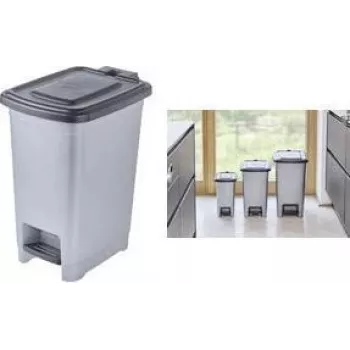 keeeper Olaf Pedal Bin, 25 Litre, Polypropylene, Light Silver 1031416000000