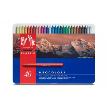 CARAN D'ACHE Neocolor I voskové pastely, sada 40 ks, kulaté, mix barev, papírové pouzdro 7000.340