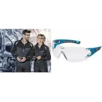 uvex pheos nxt Safety Glasses, Blue/Anthracite Frame, Clear PC Lens, UV400, EN 166/170 9128265
