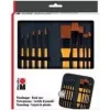 Marabu Brush Case with 10 Acrylic Brushes, Zippered Etui, Universal Assorted Shapes, Synthetic Bristles, Wood Handles 1628000000002