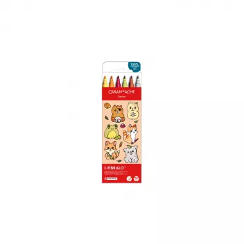 Fixy Caran d'Ache Fibralo Kawaii Animals, balení 6 ks, inkoust na vodní bázi, akvarelový efekt 185.803
