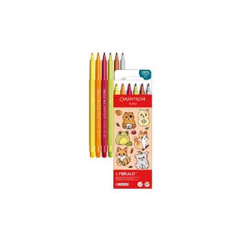 Fixy Caran d'Ache Fibralo Kawaii Animals, balení 6 ks, inkoust na vodní bázi, akvarelový efekt 185.803