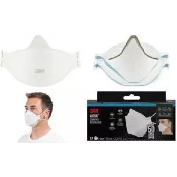 Respirátor 3M Aura 9320+ FFP2 bez výdechového ventilu, 3dílná skládaná maska, bílá, balení 1 ks 9320-5