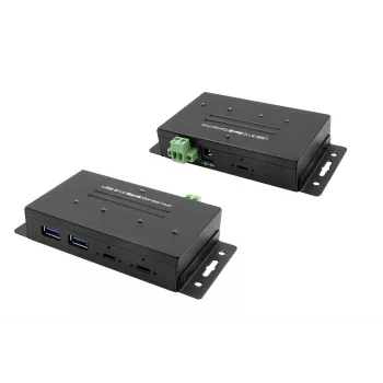 Průmyslový 4portový USB 3.2 Gen 2 hub EXSYS EX-1240HMVS, montovatelný na DIN lištu, kov