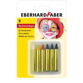 Malovací tyčinky na obličej FABER-CASTELL EBERHARD FABER, krátké, 6 barev, vysoká intenzita, dermatologicky testované, 1 sada (579106)
