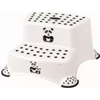 keeeper kids Igor Panda 2-Step Stool, White with Panda Print, 120 kg Capacity, Anti-Slip Feet 1003110024100