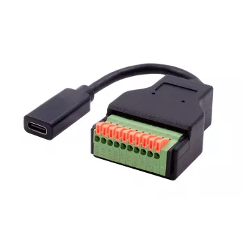 Adaptérový kabel EXSYS EX-49124 USB-C samice na 10pinový svorkovnicový blok s tlačítkem, USB 3.2 Gen 1, 15 cm