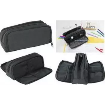 Penál Faber-Castell Eberhard Faber, 3 přihrádky, antracitová/černá polyester, velká hlavní přihrádka, boční přihrádka se 4 oddíly - 1 ks 577406