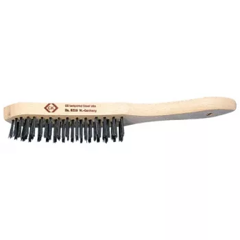 Drátěný kartáč C.K Tools T6238 4, 4řadý, z kalené a popouštěné oceli, s dřevěnou rukojetí