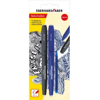 Gelové pero Faber-Castell Eberhard Faber Erase it!, 0,7 mm, modré, akční sada, blister 582103