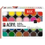 Sada akrylových barev Marabu BASIC, 24 x 18 ml, vysoká pigmentace, velmi vysoká světlostálost 1210000000215
