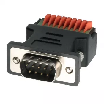 Adaptér EXSYS EX-49110 DB9 samec na 9pinovou šroubovací svorkovnici s tlačítkem