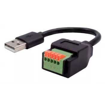 Adaptérový kabel EXSYS USB-A samec na 5pinový svorkovnicový blok s tlačítkem, USB 2.0, 15 cm EX-49129