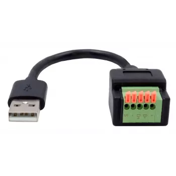 Adaptérový kabel EXSYS USB-A samec na 5pinový svorkovnicový blok s tlačítkem, USB 2.0, 15 cm EX-49129