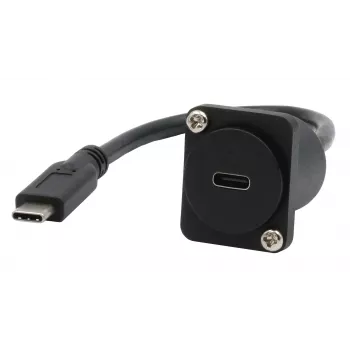 Adaptérový kabel EXSYS EX-49166 D-Type USB-C samice na samec, USB 3.2 Gen 2, 20 cm, černý