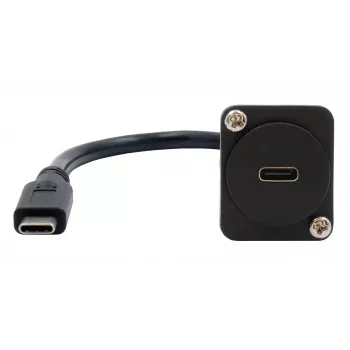 Adaptérový kabel EXSYS EX-49166 D-Type USB-C samice na samec, USB 3.2 Gen 2, 20 cm, černý