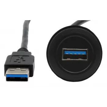 Panelový adaptérový kabel EXSYS EX-49220 USB 3.2 Gen 1, Type-A samice na samec, 30 cm, černý