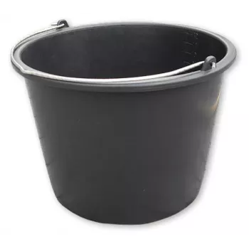Bradas KTW20 Construction Bucket 20 L PVC Black Round with Metal Bail Handle and Volume Scale