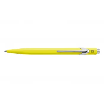 Kuličkové pero Caran d'Ache 849 PopLine Fluo, fluorescenční žluté, modrý inkoust, Medium 849.470
