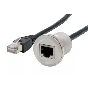Panelový adaptérový kabel EXSYS EX-49184, RJ45 zásuvka na samec, 30 cm, stíněný, kov