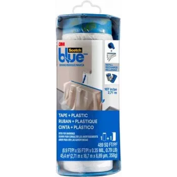 3M PTD2093EL-107 ScotchBlue™ Pre-Taped Masking Film, Blue, 17 m x 2.7 m, 1 Roll