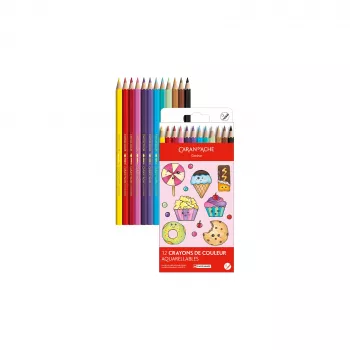 Akvarelové pastelky Caran d'Ache Swisscolor Kawaii Candy, sada 12 ks, šestihranné, cedrové dřevo 1285.802