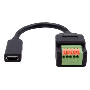 EXSYS EX-49122 adaptér USB-C zásuvka na 5pinový svorkovnicový blok s tlačítkem, USB 2.0, 15 cm