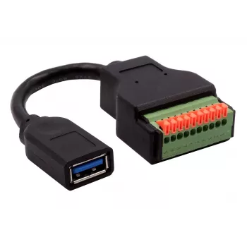 Adaptérový kabel EXSYS EX-49126 USB-A zásuvka na 10pinový svorkovnicový blok s tlačítkem, USB 3.2 Gen 1, 15 cm