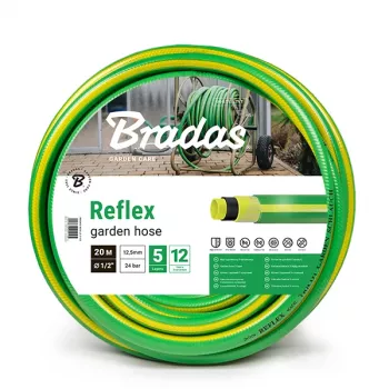 Zahradní hadice Bradas REFLEX, 1/2 inch, 50 m, 5vrstvá s polyesterovou TRICOT výztuží, zeleno-žlutá WFR1/250