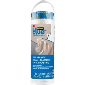 3M PT2093EL-107 Pre-Taped Masking Film, Transparent with Blue Tape, 17 m x 2.7 m