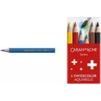 Akvarelové pastelky Caran d'Ache Swisscolor Aquarelle rozpustné ve vodě sada 6 ks cedrové dřevo šestihranné 1286.806