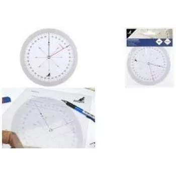 Kurzovní pravítko KANGARO K-4120100, 126 mm, průhledné, 360° stupnice, 2 otočné kotouče