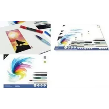 KANGARO K-5301 Watercolor Paper Block, 170 x 240 mm, 16 Sheets, 300 gsm, Cream White, 3-Side Glued