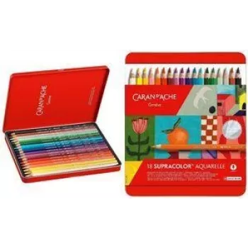 Akvarelové pastelky Caran d'Ache Supracolor Soft Special Edition, sada 18 ks, různé barvy, plechová krabička 3888.418