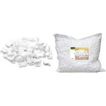 Výplňové chipsy RAADHUIS, sáček 25 litrů, bílý polystyren, S-tvarované výplňové chipsy pro křehké předměty (RD-351205)