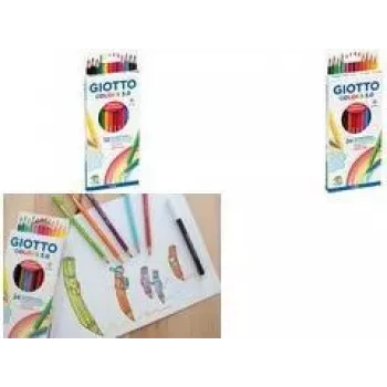 GIOTTO COLORS 3.0 Hexagonal Coloured Pencils, 24 Assorted Colours, 3.0 mm Lead, Cardboard Case F276700
