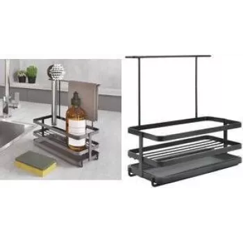 Organizér do dřezu Tokyo LAVA Metaltex, matně černý, kov, odolný proti rzi, odolný proti nárazu, 1 ks 352902000