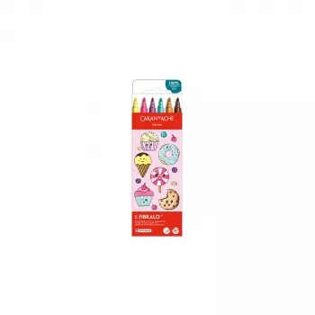 Sada fixů CARAN D'ACHE Fibralo Kawaii Candy, 6 ks, na vodní bázi, ve vodě rozpustný inkoust, suché i mokré použití (185.802)