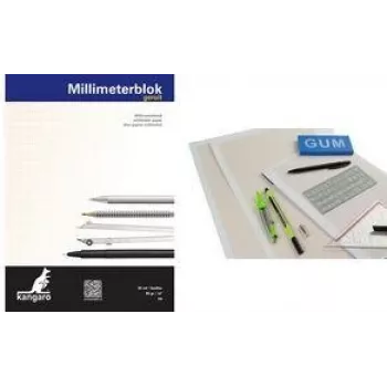 Blok milimetrového papíru Kangaro A3, 80 g/m², 25 listů, bílý/oranžový rastr 1 mm (K-5595)