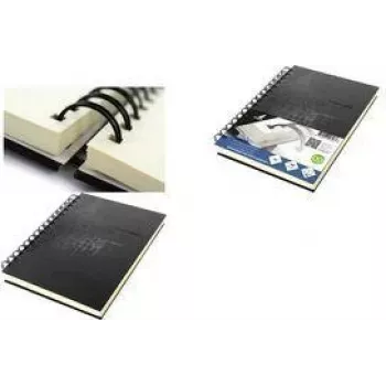 Kangaro Design Spiral Sketchbook A5, 80 Sheets, 140 gsm, Acid-Free Cream White Paper, Black Hardcover K-5577