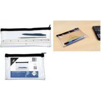 Penál KANGARO K-56201 průhledný, 330 x 125 mm, na zip, PVC