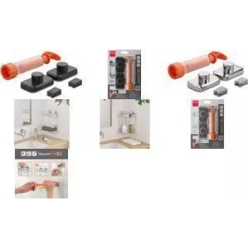 Metaltex VacuumFix sada háčků, matná černá, 2 háčky, bez vrtání, nosnost 3 kg 404998000