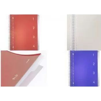 Zápisník KANGARO College Block 4v1, DIN A4, 100 listů, linkovaný, modré PP desky, se 4 posuvnými rozdělovacími listy K-58381
