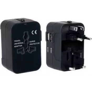 Univerzální cestovní adaptér PAVO s USB nabíjením (US/AU/EU/UK), černý 8025329
