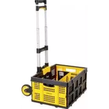 Sada skládacího ručního vozíku a skládacího koše 25 kg Stanley SXWTD-509, nosnost 60 kg, hliník, černá/žlutá