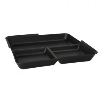 Opakovaně použitelný tác PAPSTAR Circulware, obdélníkový, 3 přihrádky, černý, polypropylen s 30% minerálních plniv, 1 ks (97023)