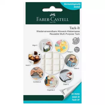 Lepicí hmota Faber-Castell Tack-It, odnímatelná a opakovaně použitelná, bílá, 84 ks (589150)
