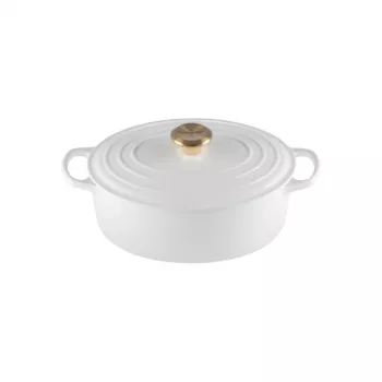 Ovalný smaltovaný litinový pekáč LE CREUSET 27 cm 4,1 L, bílý